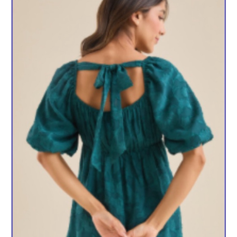 Altar'd State Emerald Green Dress with Bow Accent